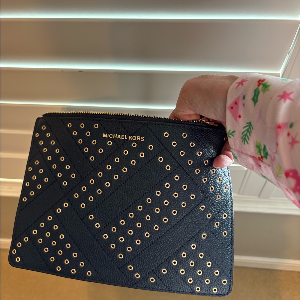 Michael Kors Black and Gold Zip Pouch